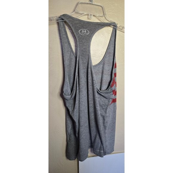 Under Armour Ladies Heatgear Flag Print Loose Fit Racerback Tank  Size Lg - Picture 2 of 3
